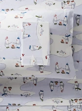 Eddie Bauer Queen Flannel Sheet Set - Brushed Cotton, Deep Pockets (Skating Peng