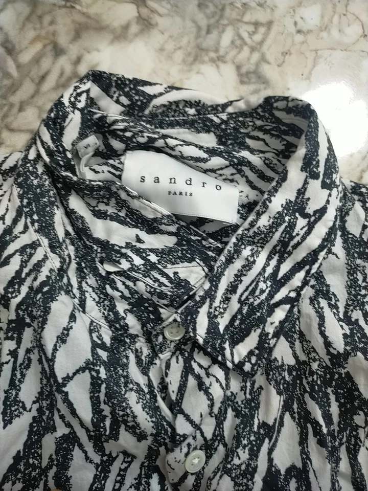 SANDRO PARIS CAMOUFLAGE  SHIRT SIZE M COTTON LONG SLEEVE MADE IN TUNISIA #B2 - Image 3 of 4