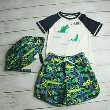 Gymboree Baby Boy's Rashguard Swim Trunks Top Hat Size 18-24 Months Alligator