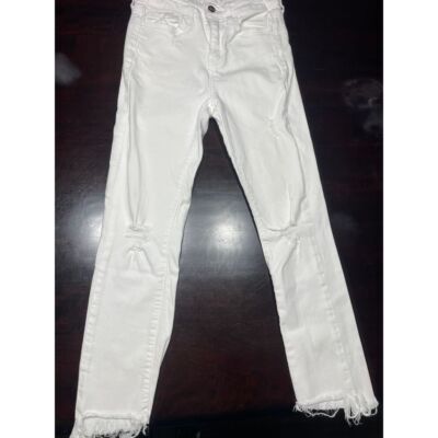 Vervet White Distressed Jeans Frayed Hem Casual Denim Pants Size 25 T-3