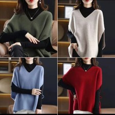 Ladies Knitted Tank Top Vest Waistcoat Jumper Sweater V-neck Loose Casual Solid