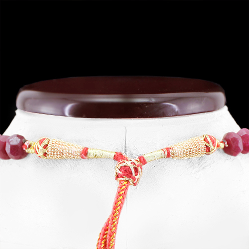 Earth Mined 218.00 Cts Red Ruby Round Shape Beads Necklace - Wholesale
