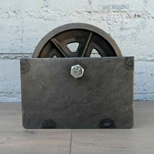 6" V Groove 7/8" Iron Steel Caster Metal Gate Wheel with optional box