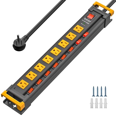 8-Outlet Heavy Duty Power Strip Protection Plug 6FT Cord ETL Certified