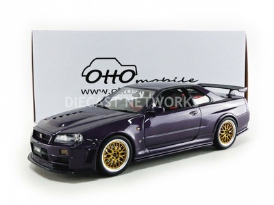 Contemporary Manufacture Cars Trucks Vans Otto Mobile Nissan Skyline Gt R R34 Nismo Z Tune Midnight Purple Gold Rims 1 18 Toys Hobbies