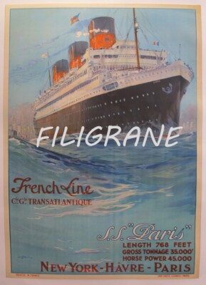 S.S PARIS PAQUEBOT Rowj - POSTER HQ 50x70cm eines VINTAGE POSTERS