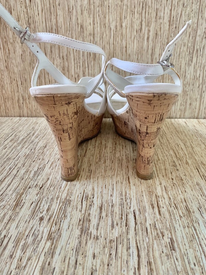 Women's Jennifer Lopez JLO Desiree Cork Wedges Shoe Size 8.5 White eBay