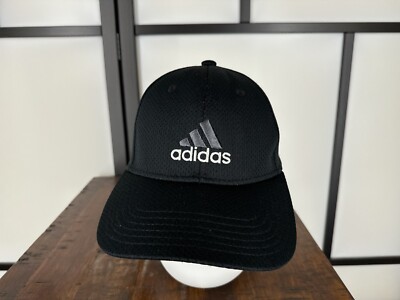 Adidas Hat Cap Fitted Adult Medium Black Polyester Embroidered A