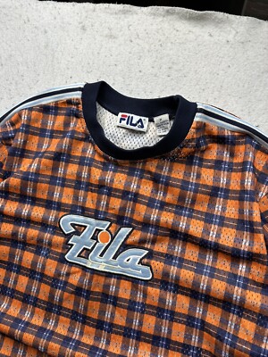 専用‼️90s B-BOY OLD FILA メッシュゲームシャツ M Vintage Men's Fila Plaid Mesh Jersey Shirt 90s Size M Grant Hill
