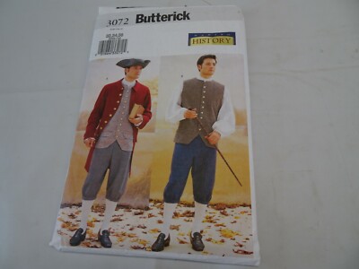 SEWING PATTERN Costume ''Making History'' Butterick 3072 Man's Coat Vest Pants NEW