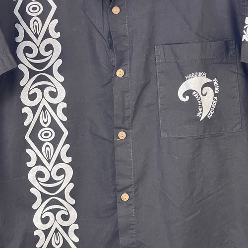 Fly Surf Tahiti Camicia Uomo Tribale Y2K Media con Bottoni - Foto 3 di 5
