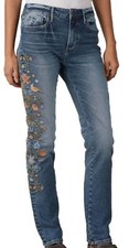 NWT Sundance Catalog Embroidered  Audrey Bird Vale Jeans  Size 27 X 29 138