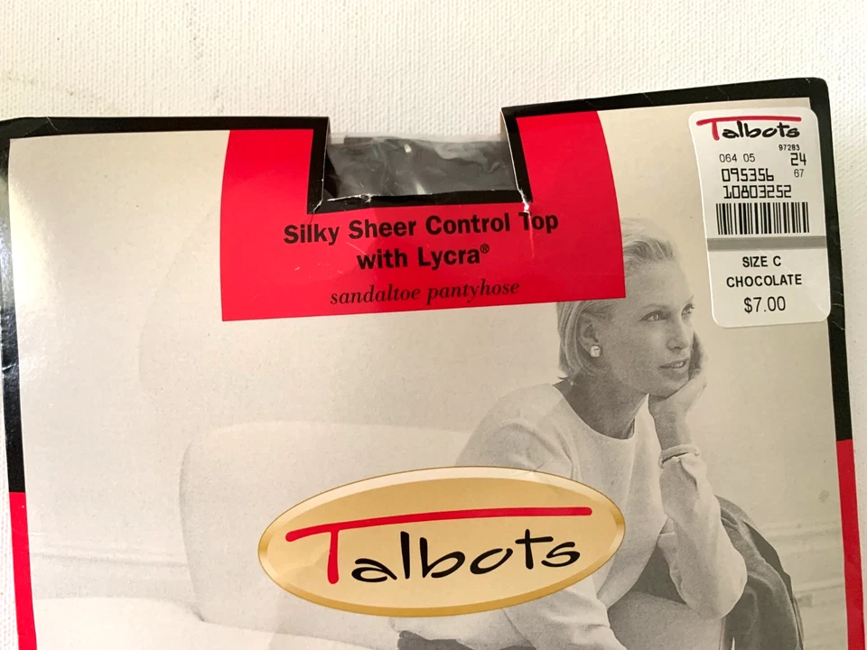 Pantimedias TALBOTS Chocolate Sedoso Transparente Control Top Lycra Sandalia Talla C Nuevo de Lote Antiguo Foto 2 de 4