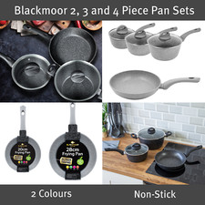 Blackmoor Pan Sets / Black or Grey / Non Stick, Use on Induction Hobs