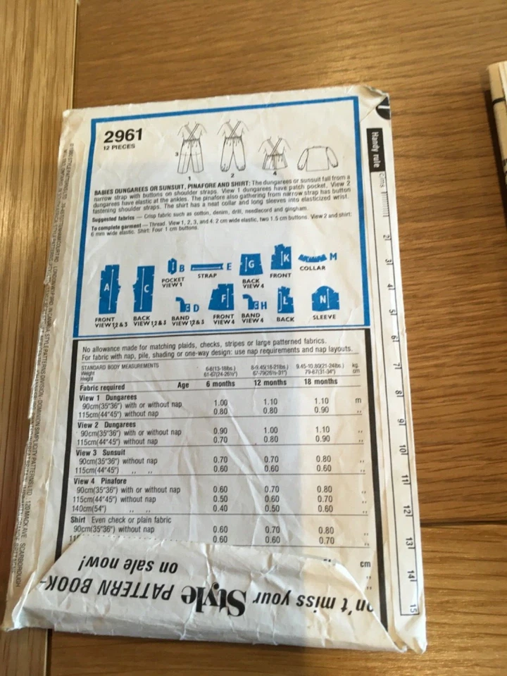 1980 ORIGINAL STYLE SEWING PATTERN 2961 baby clothes age 6 months CUT FREE P&P - Image 2 of 4