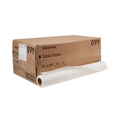 McKesson Medical Exam Table Paper Premium White Smooth 21in x 200ft 12 Rolls