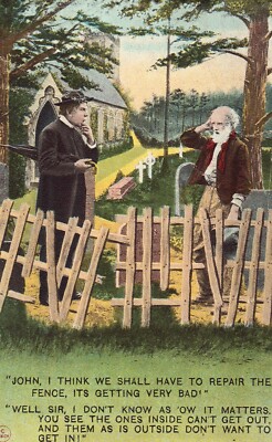 Comic Postcard - We Shall Have to Fix the Fence - Bamforth