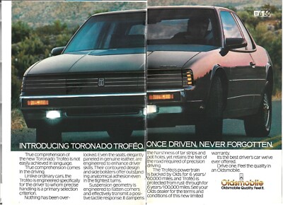 Oldsmobile Tornado Troféo Luxury Sedan 2 Print Advertisement Car Automobile