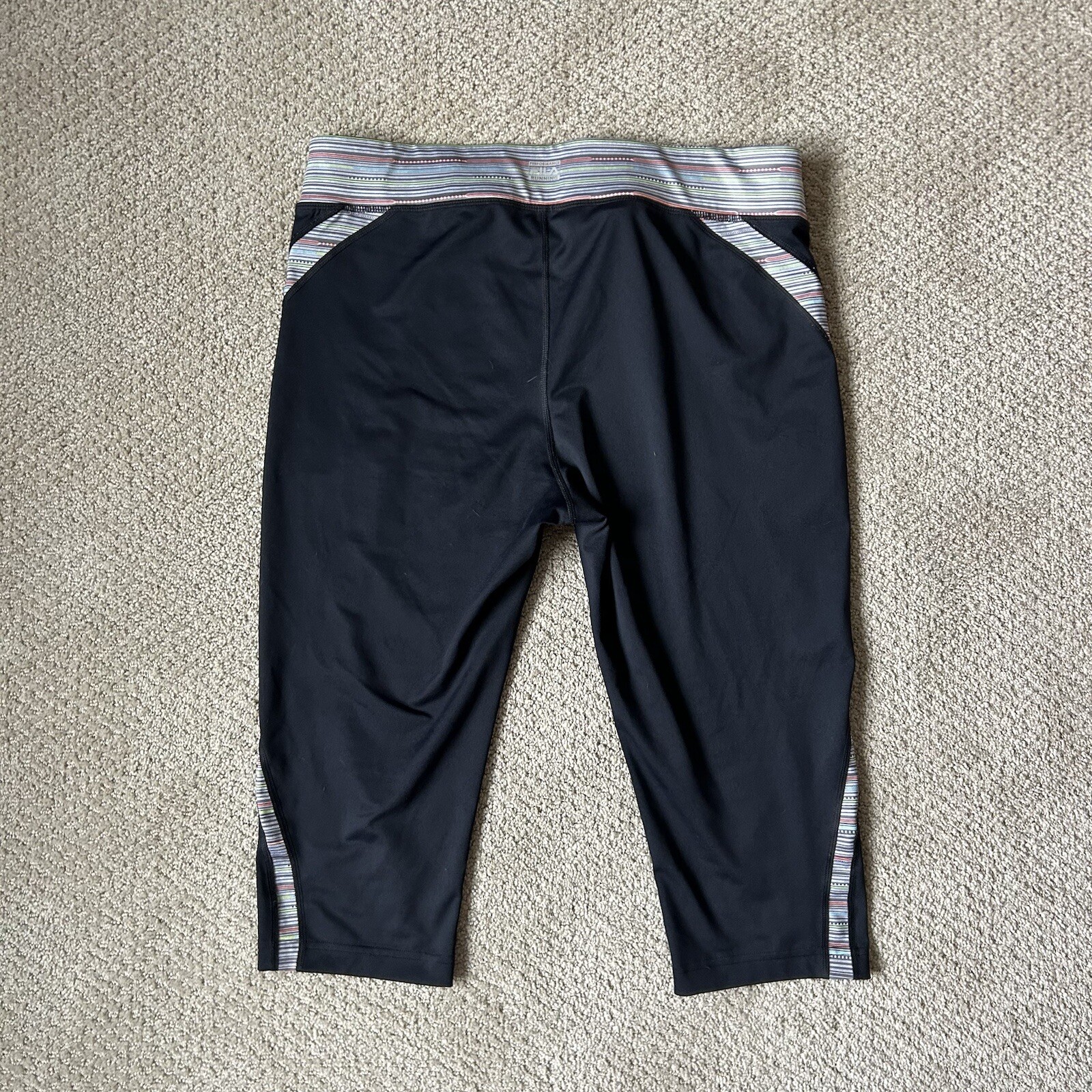 Leggings Fila Sport Performance Running Crop Capri Multicolore Nero Righe Large