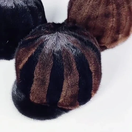 Gorra de béisbol cálida de invierno gruesa de piel de visón real para hombre moda al aire libre - Imagen 3 de 12