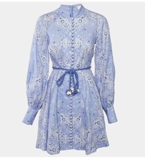 ZIMMERMANN Blue Linen Mini Dress size 2 ( US 4-6)