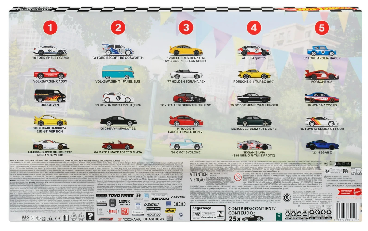 2023 Hot Wheels Boulevard 25-Car Factory Set, 25 Premium 1:64