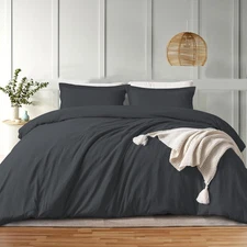 Charcoal Duvet Cover Full Size - 1 Duvet Cover 80X90 Inches and 2 Pillow Shams, 