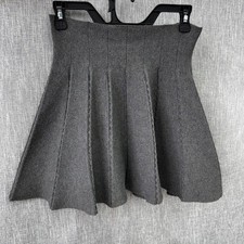 Vintage Wool Tweed Pleated Skirt High Waist Gray Raw Hem high waist 26-30