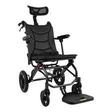 All Terrain Folding Reclining Transport Wheelchair Adjustable Removable Headrest