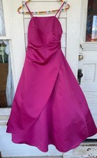 Vintage 90's Fuscia Pink Midi Formal Prom Bridal Dress Tulle Puff Size 6