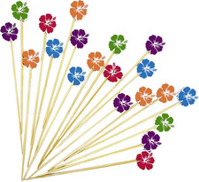 100Pcs Flower Cocktail Picks, Toothpicks for Appetizers, 4.7 Inch Long Bamboo Sk
