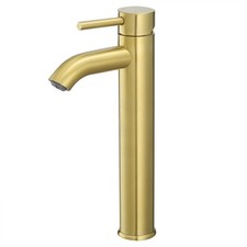 Vessel Sink Faucet Brushed Gold Tall Bathroom Faucets Single Handle One Hole ...