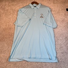 Dunning Golf Mens XL Polo Shirt Blue White Stripe Tobacco Road Golf Club Logo