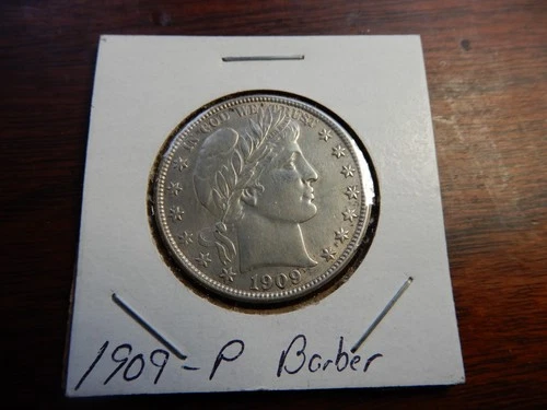 1909 P  AU BARBER HALF DOLLAR