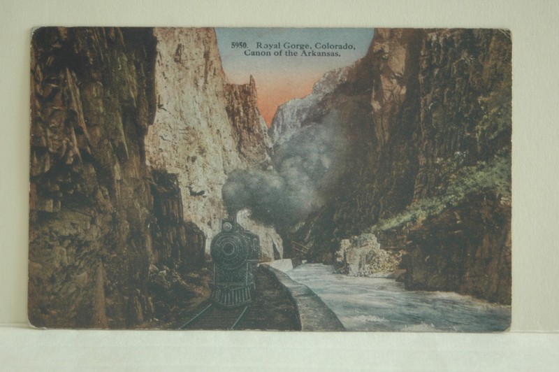 Royal Gorge, Co. Canon of the Arkansas River Train Postcard