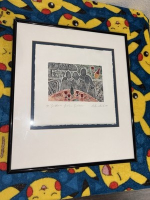 L. Lyons Friedman Signed Framed  Good Friends. Good Times. Good Wine.  Art 1999