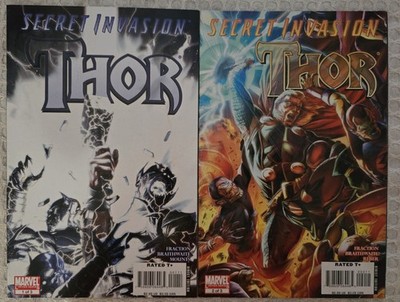 Marvel Comics Secret Invasion Thor #1 & 2 KEY 2008 Fraction Avengers Cap America