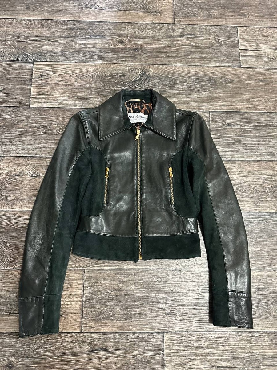 dolce gabbana women leather suede jacket black made in Italy xs | eBay