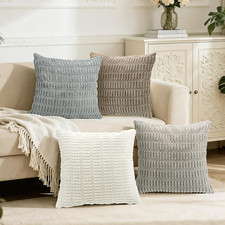 Neutral Corduroy Cushion Covers 45 X 45 Cm Set of 4 Boho Decorative Square Throw