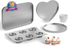Kids Baking Pan Set for Easy Bake Oven Cupcake Pan Cookie Heart Rectangular Pan