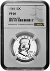 1961 50C Proof Silver Franklin Half Dollar NGC Graded PF 66 White Coin