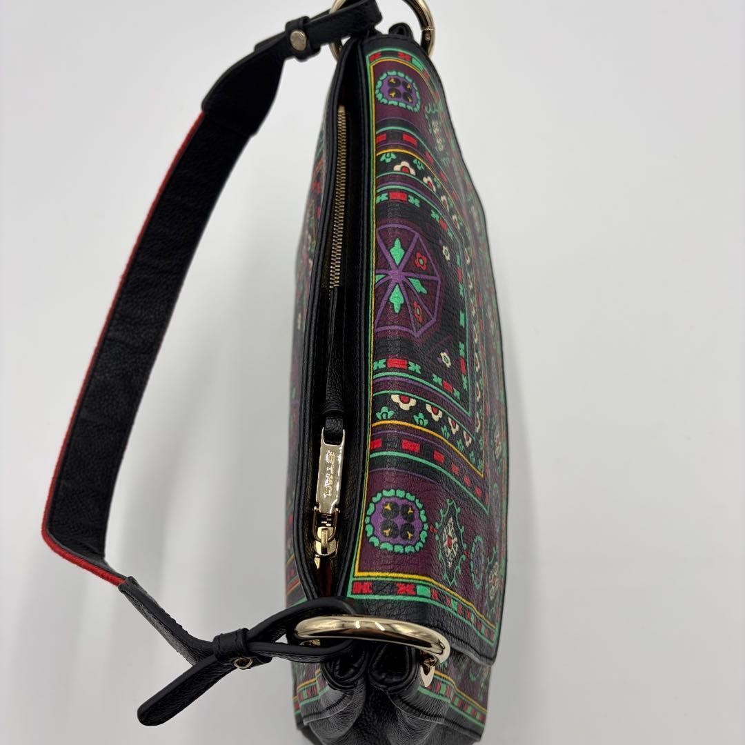 Etro 2-Way Shoulder Bag Geometric Pattern Canvas Used Authentic — image 7