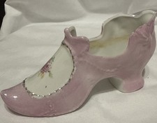 Vintage Porcelain China Slipper Shoe Planter Pink Luster
