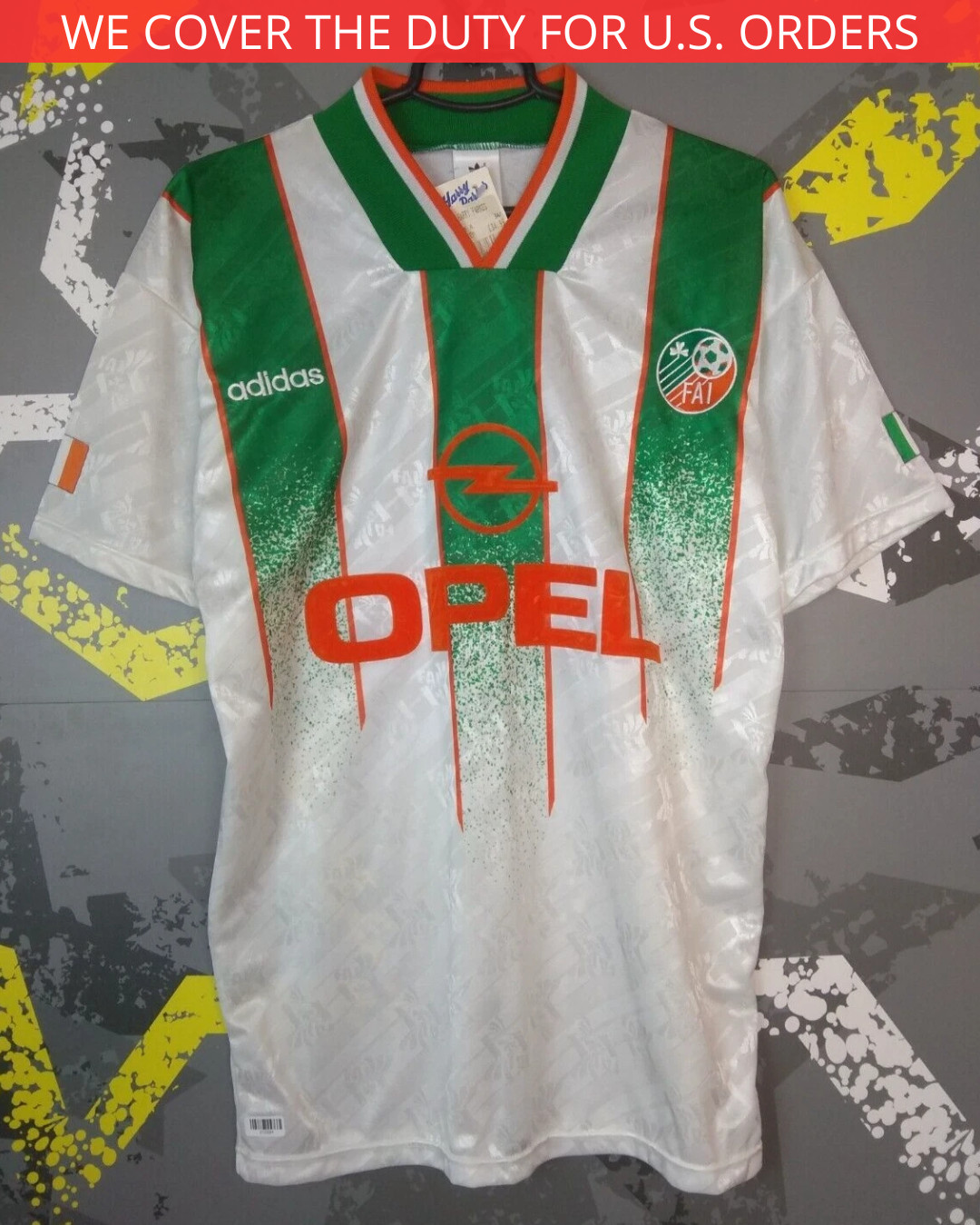 Republic of Ireland Vintage Away football shirt 1994 Adidas DeadStock 34/36 ig93
