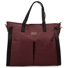 Badgley Mischka Rose Vegan Leather Travel Tote Weekender Bag BURGUNDY / BLACK
