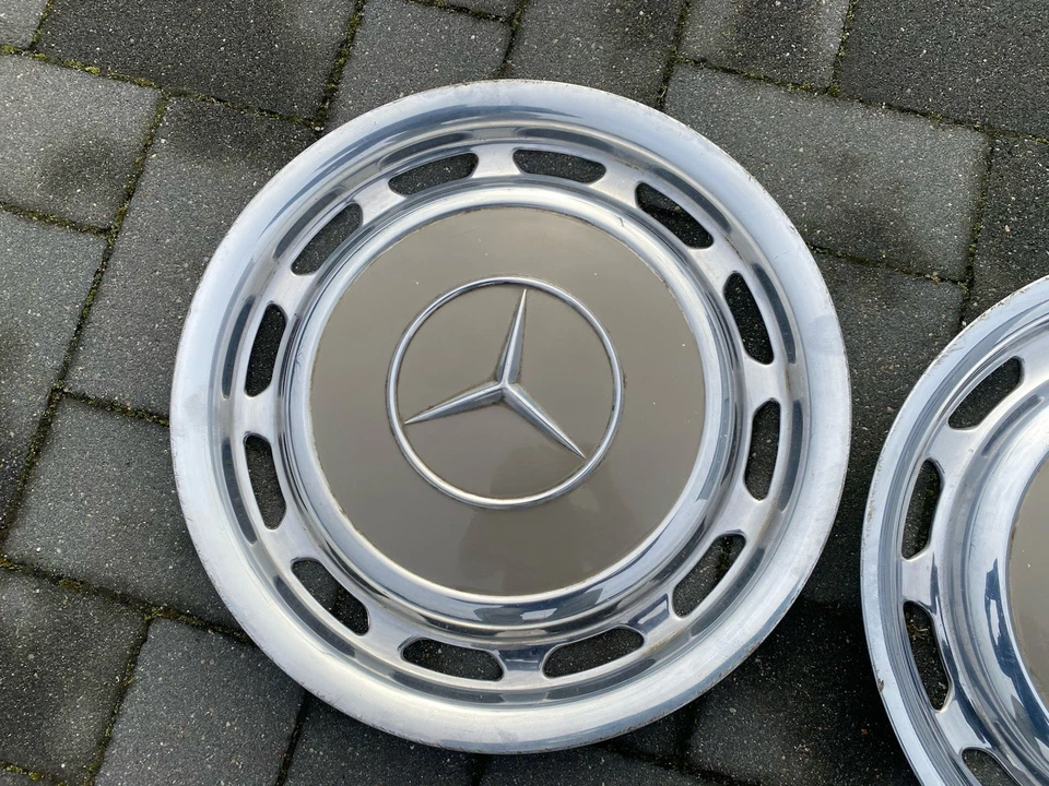Mercedes W114 W115 W123 W116 W108 Chrom Rad Kappe Kappen 14 Zoll Beige Grau - Bild 2 von 4