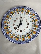 Duruta Ceramic Fruit Wall Clock Made  painted by Hand Italy Signed 11.5  Works