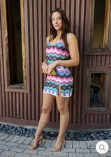 WAVES SLIP MINI DRESS- SIZE MEDIUM