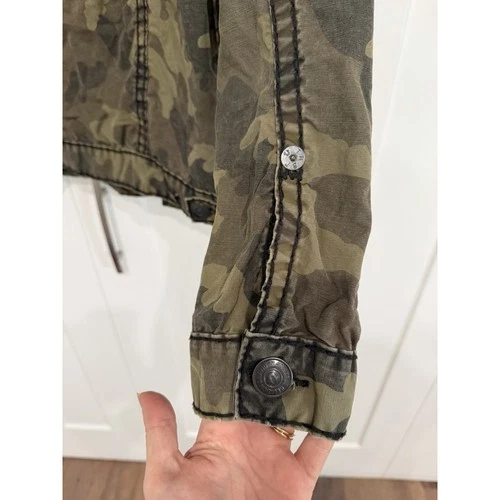 RARE True Religion Jimmy Super T Olive Green Camo Jacket Large image 4