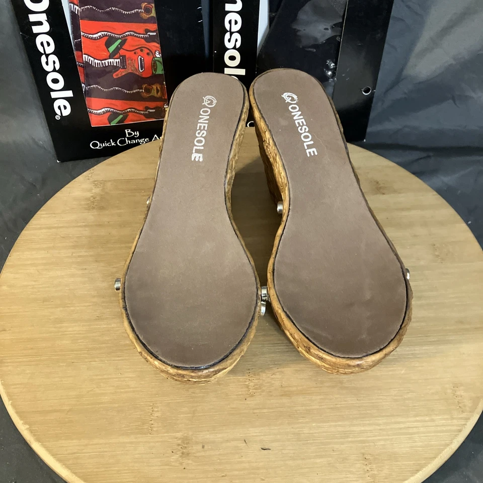 Sandalias de alpargata con cuña con suela para mujer 6/37 tostadas intercambiables para el torso zapatos Foto 3 de 4